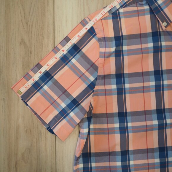 St John's Bay Men's Plaid Button-Down Shirt - Pink and Blue sz Small Classic Fit - Picture 9 of 10